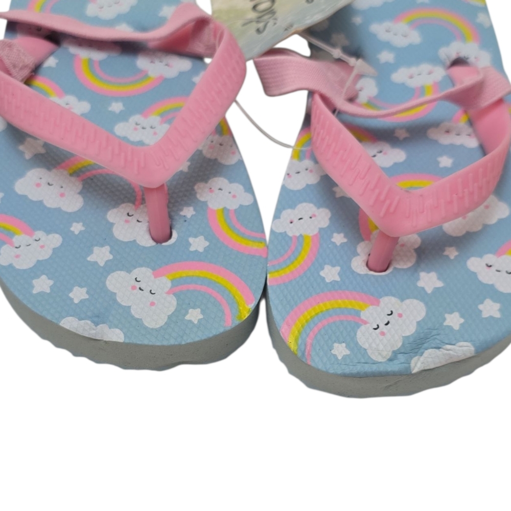 2pk New Toddler Girl's Flip Flops Rainbow & Dinosaur Strap Sandals Shoes 7 / 8 - Picture 4 of 6